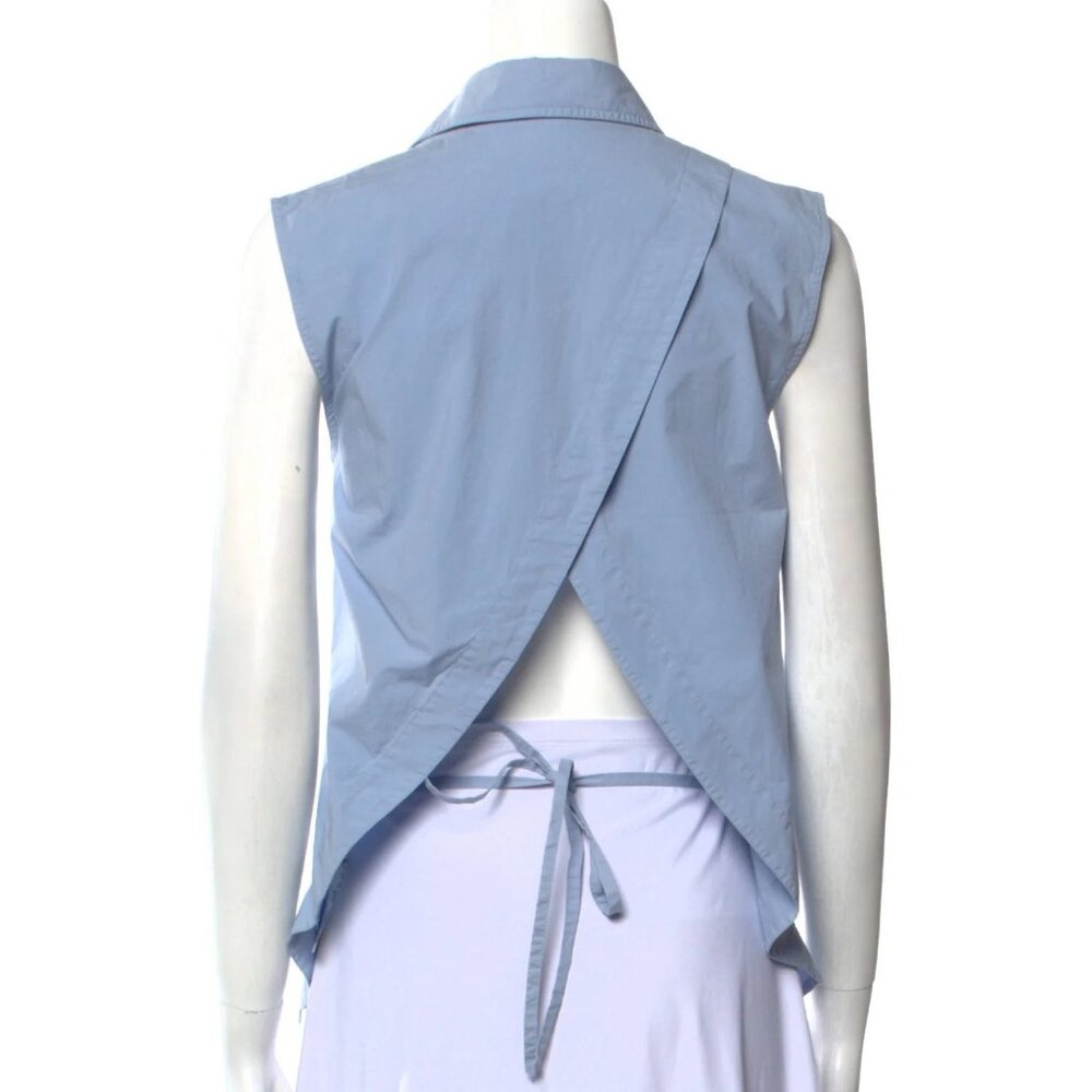 T by Alexander Wang Light Blue Sleeveless Button-Down Back-Cross Top